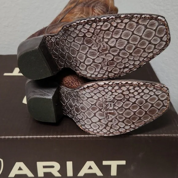 Ariat Circuit Salem Brushed Silver Leather Block Heel Western Boots size 6.5 - Picture 6 of 9